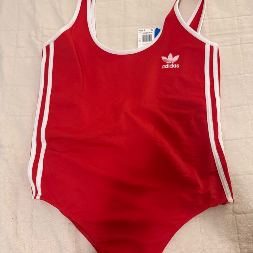 Adidas Red and White Swimsuit